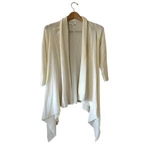 Kinross Cashmere Cream Drape Front Cardigan Size Small